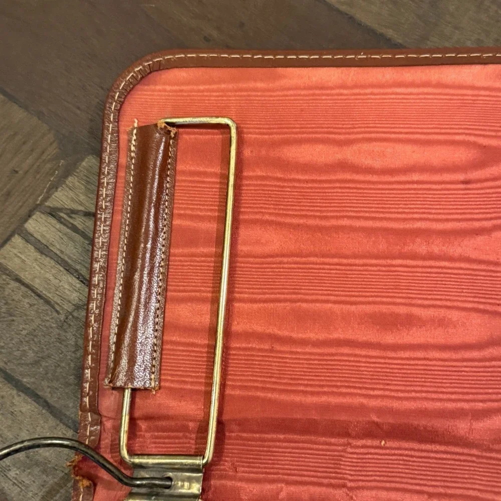 Genuine Leather Tie Travel Storage Case Zip‎ Hanging VTG Retro Organizer Necktie